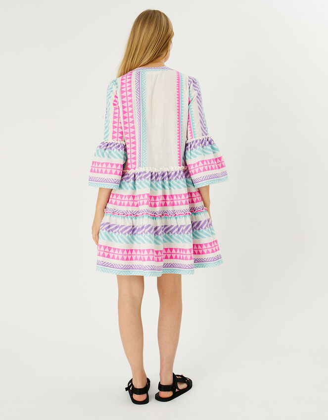 Geometric Stripe Jacquard Dress, Multi (BRIGHTS-MULTI), large