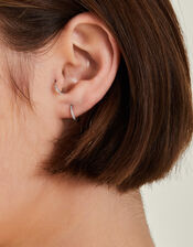 2-Pack Platinum-Plated Surgical Steel Pavé Clicker Hoops, , large
