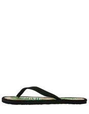 Palm Leaf Seagrass Flip Flops, Black (BLACK), large