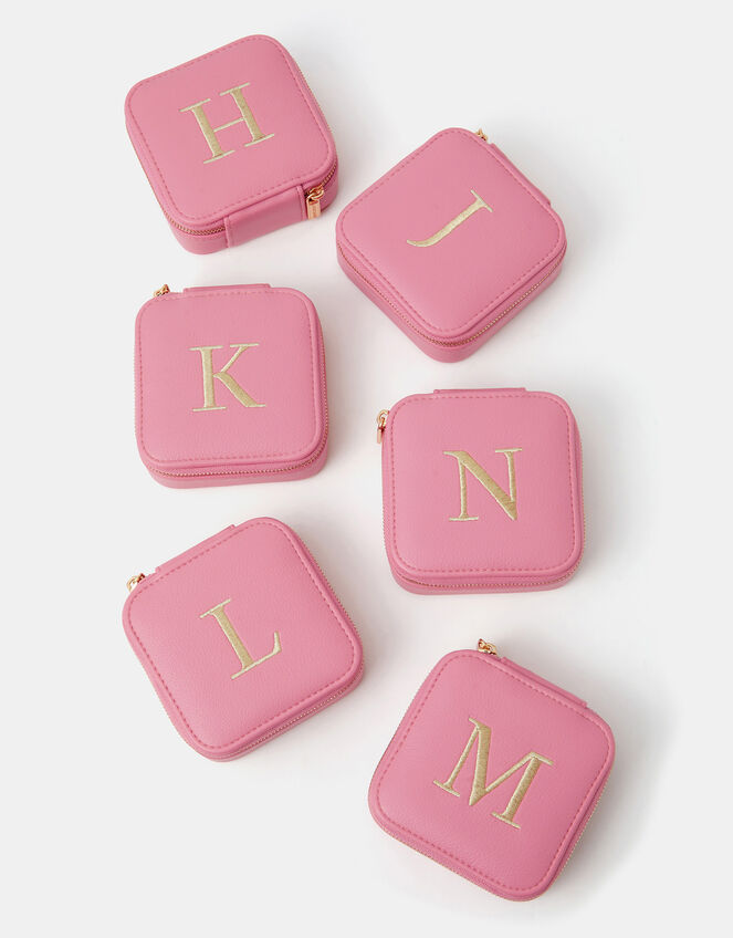Mini Square Initial Jewellery Box, Pink (PINK), large