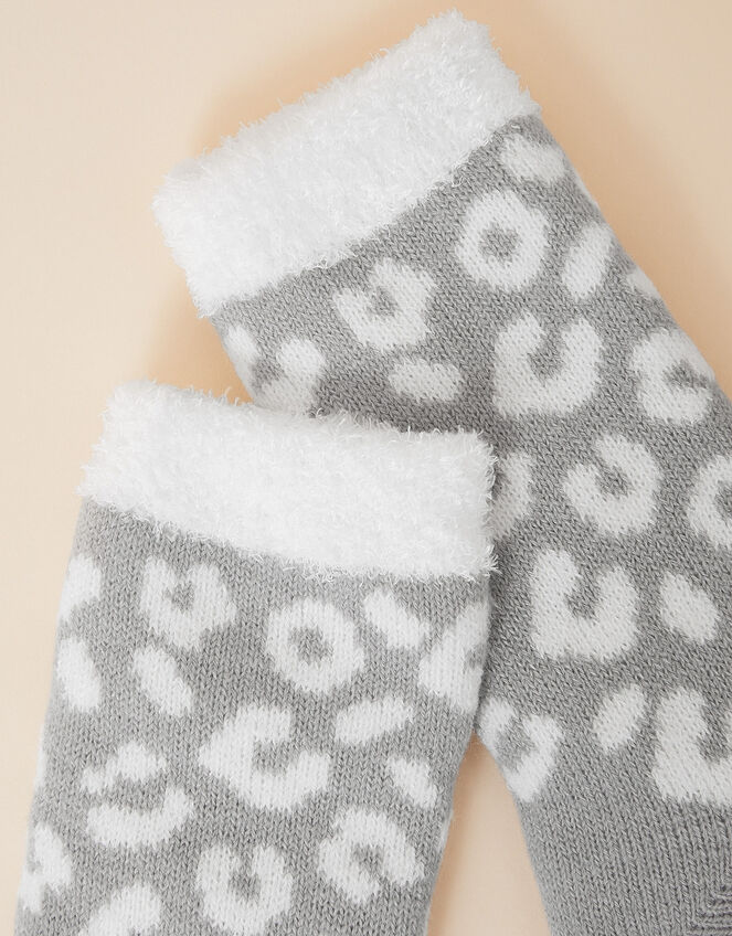 Snow Leopard Fluffy-Lined Cosy Socks, , large