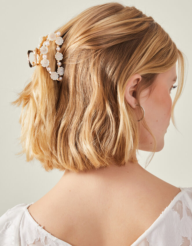 Pearl Flower Claw Clip, , large