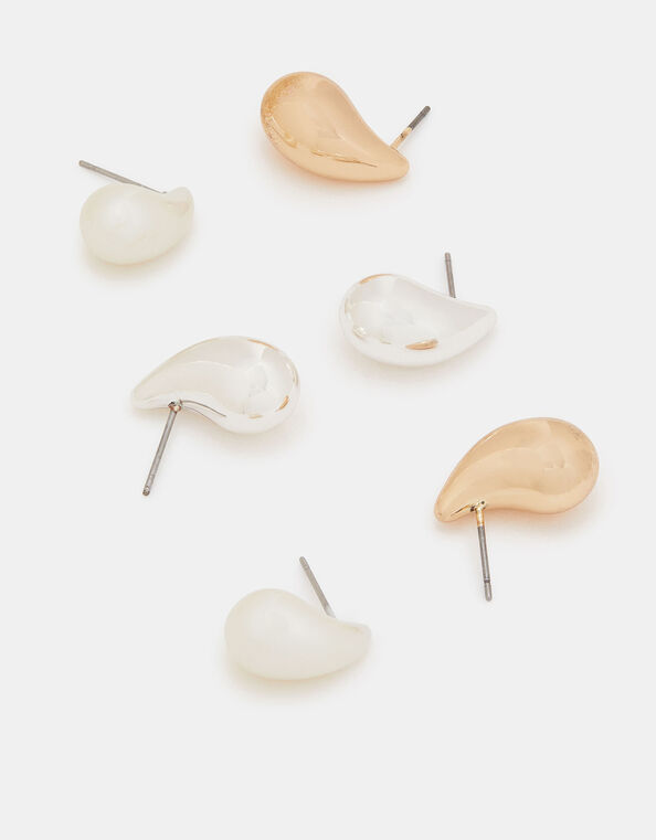 3-Pack Mini Chunky Teardrop Earrings, , large