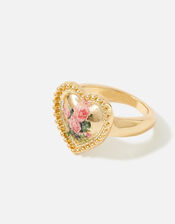 Romantic Ramble Rose Print Heart Ring, Pink (PINK), large