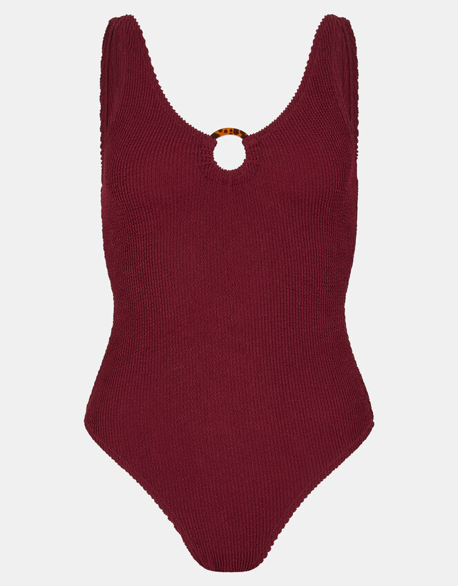 Seersucker Swimsuit, Red (BURGUNDY), large