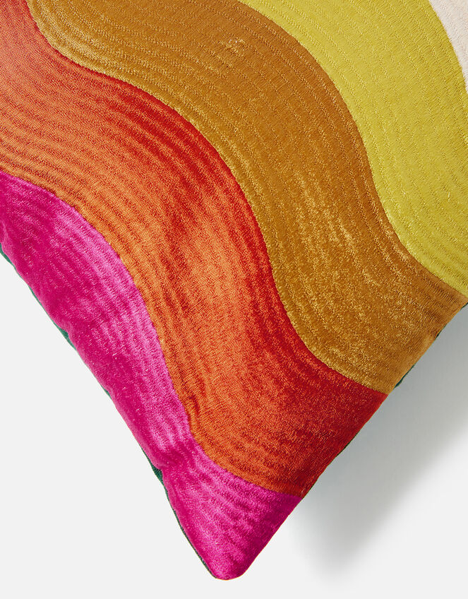 Rainbow Wave Embroidered Cushion Cover, , large