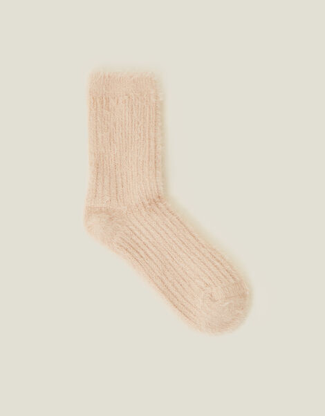 Ribbed Fluffy Socks, , large
