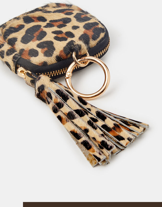 Leopard Print Leather Airpod Case Bag Charm, , large