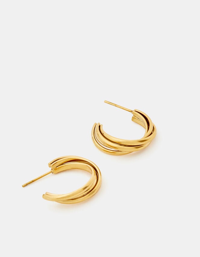 Stainless Steel Twist Hoop Earrings, , large