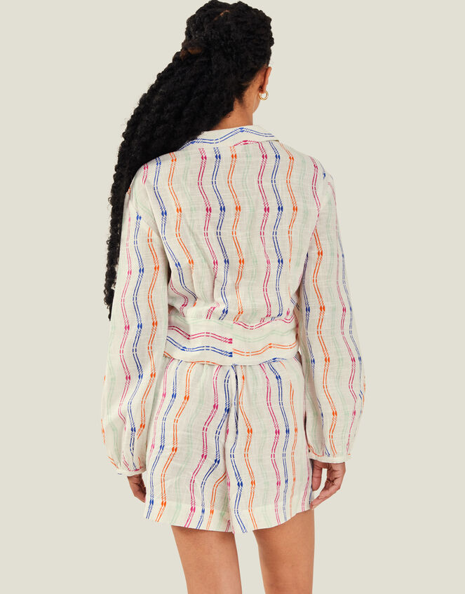 Stripe Tie Front Shirt, Multi (MULTI), large