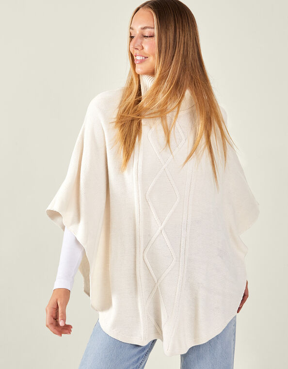 Cable Knit Poncho, , large