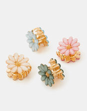 4-Pack Mini Gemstone Flower Claw Clips, , large