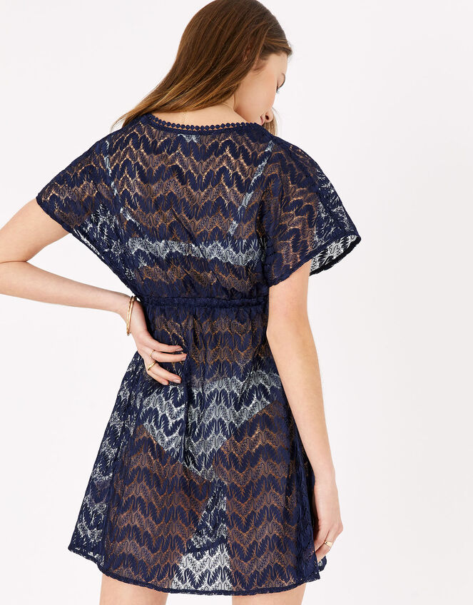 Lace Kaftan Dress, Blue (NAVY), large