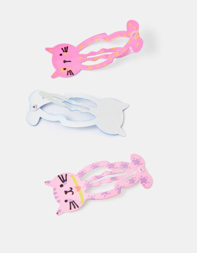 3-Pack Girls Kitty Hair Clips, , large