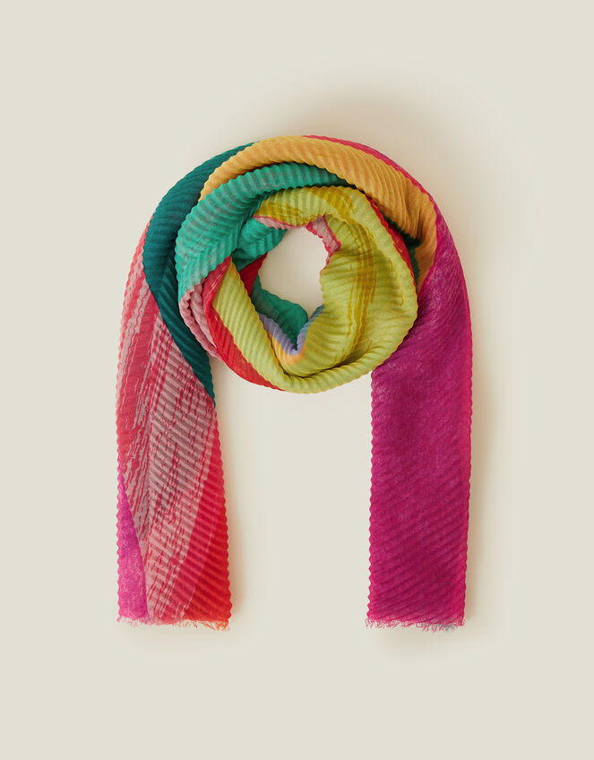 Lightweight Multicolour Pleated Scarf, , large