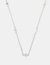 Sterling Silver-Plated Star Station Necklace, , large
