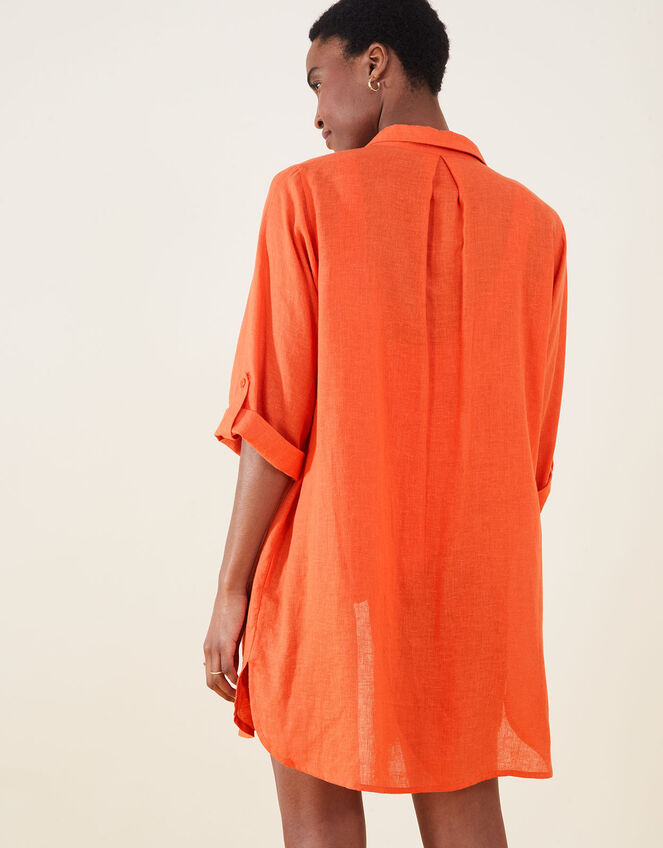 Long Sleeve Beach Shirt with LENZING&trade; ECOVERO&trade;, Orange (ORANGE), large
