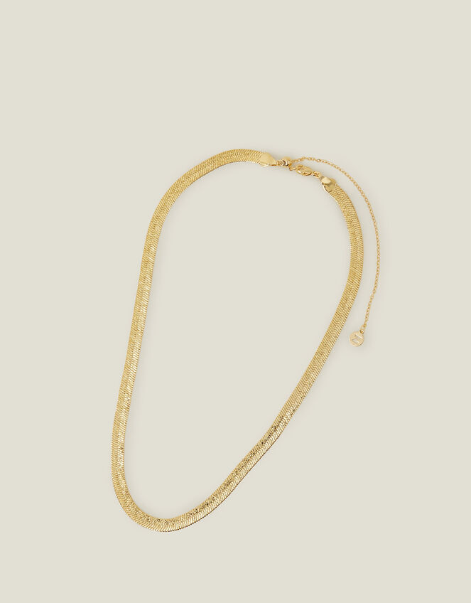 14ct Gold-Plated Hammered Snake Chain, , large