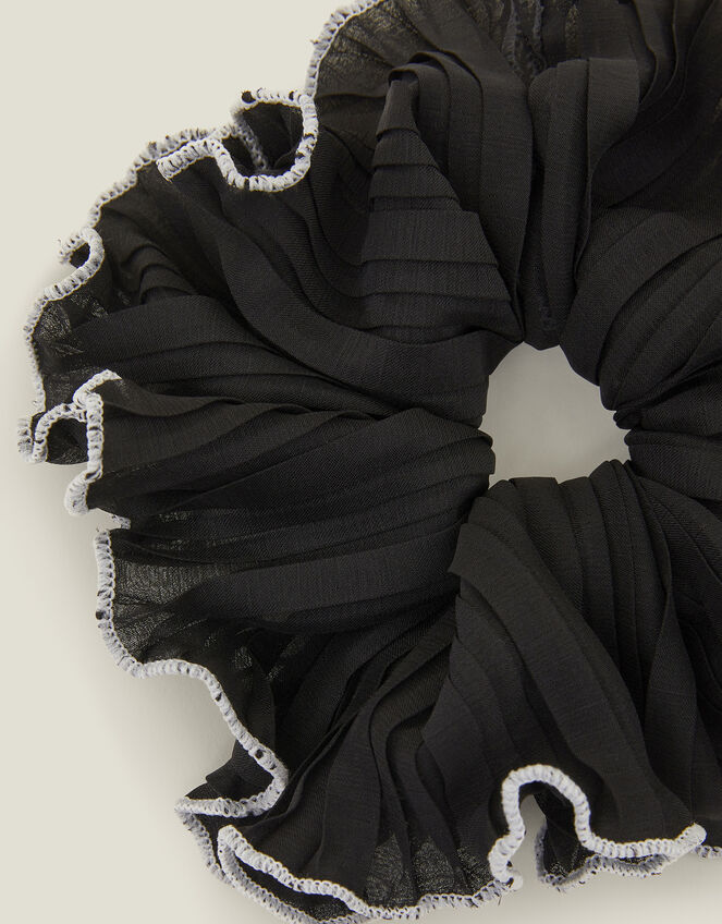 Oversized Contrast Trim Scrunchie, Black (BLACK), large