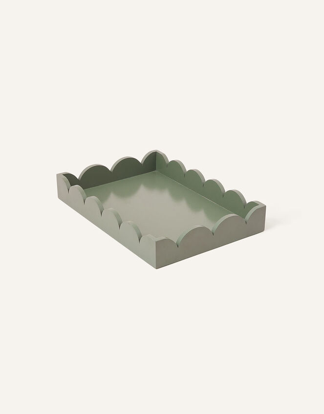 Wood Scallop Tray, Green (GREEN), large