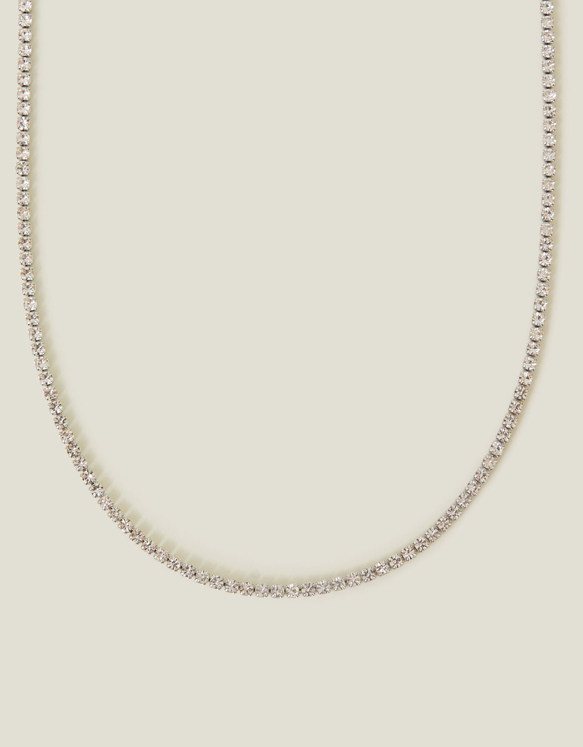 Platinum Plated Stainless Steel Tennis Necklace Waterproof Jewellery Accessorize UK
