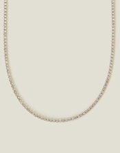 Platinum-Plated Stainless Steel Tennis Necklace, , large