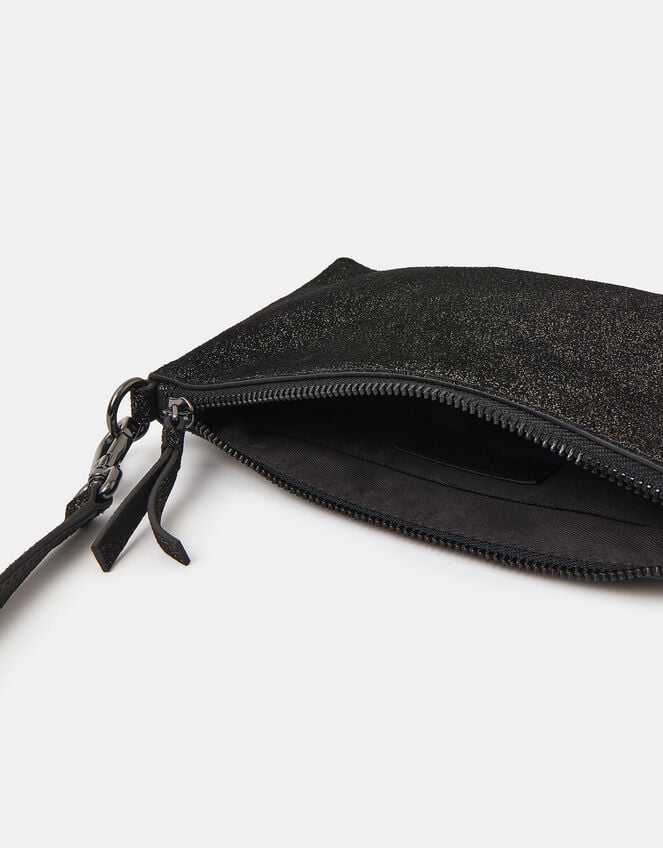 Metallic Leather Crossbody Bag, Black (BLACK), large