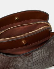 Faux Croc Crossbody Bag, , large