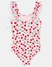 Girls Cherry Frill Swimsuit, Pink (PINK), large