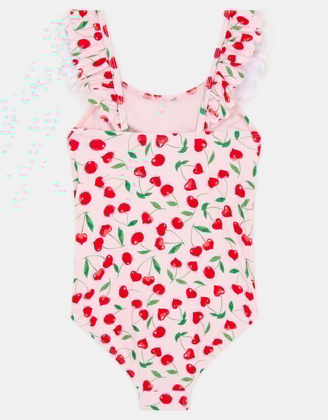 Girls Cherry Frill Swimsuit, Pink (PINK), large