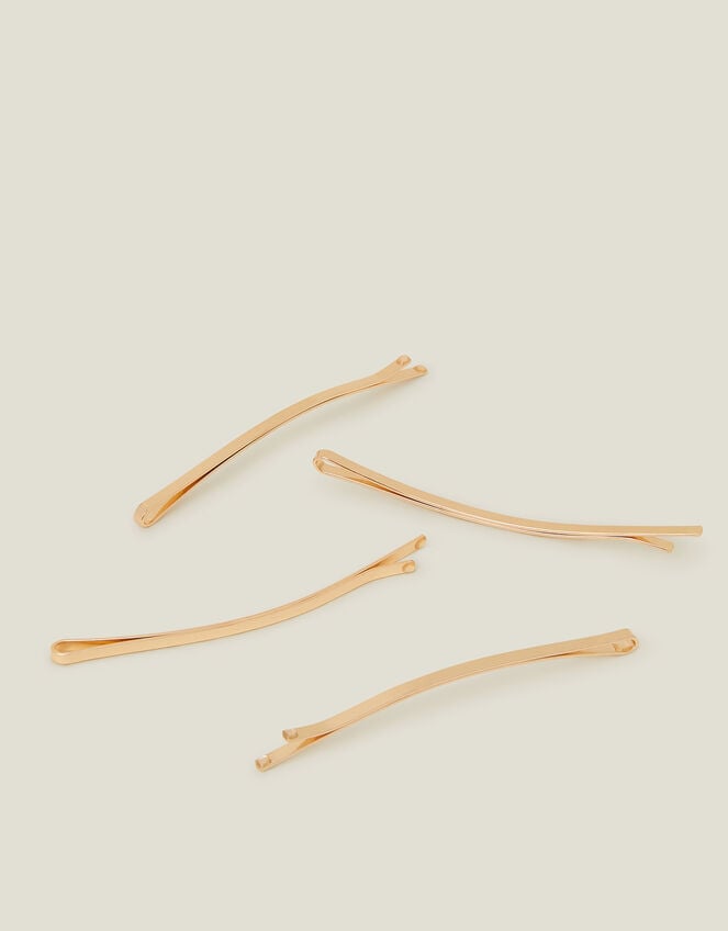 Long Curved Hair Slides 4 Pack, Silver (SILVER), large