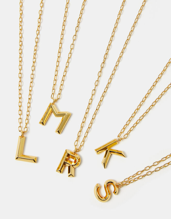 14ct Gold-Plated Long Initial Pendant Necklace, Gold (GOLD), large