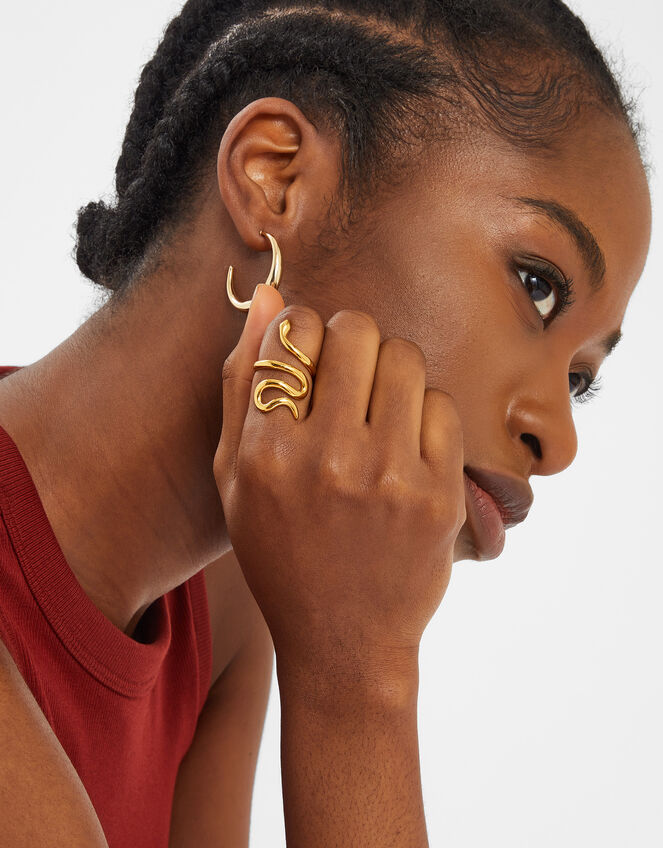 14ct Gold-Plated Adjustable Snake Ring, , large