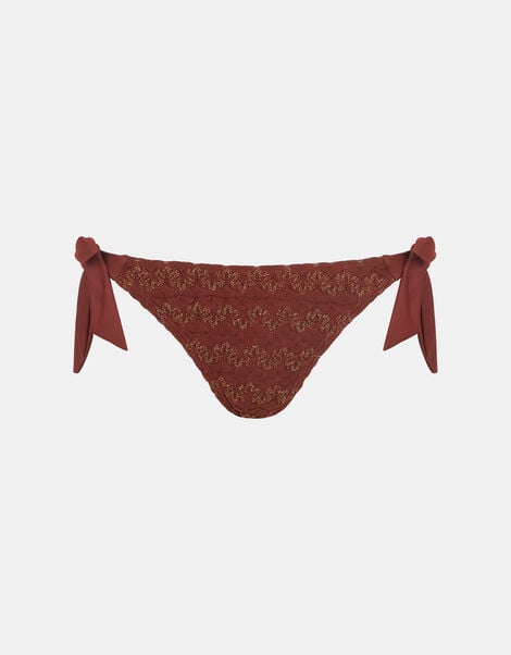Crochet Tie Side Bikini Bottoms, Bronze (BRONZE), large
