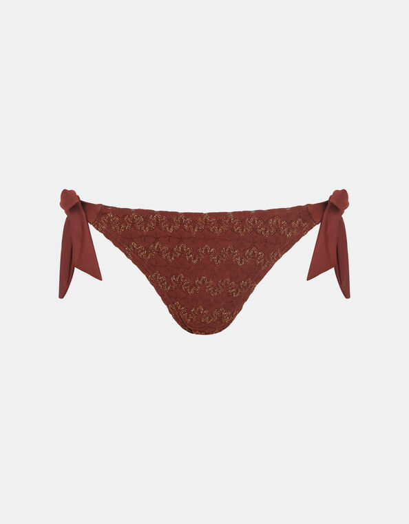 Crochet Tie Side Bikini Bottoms, Bronze (BRONZE), large