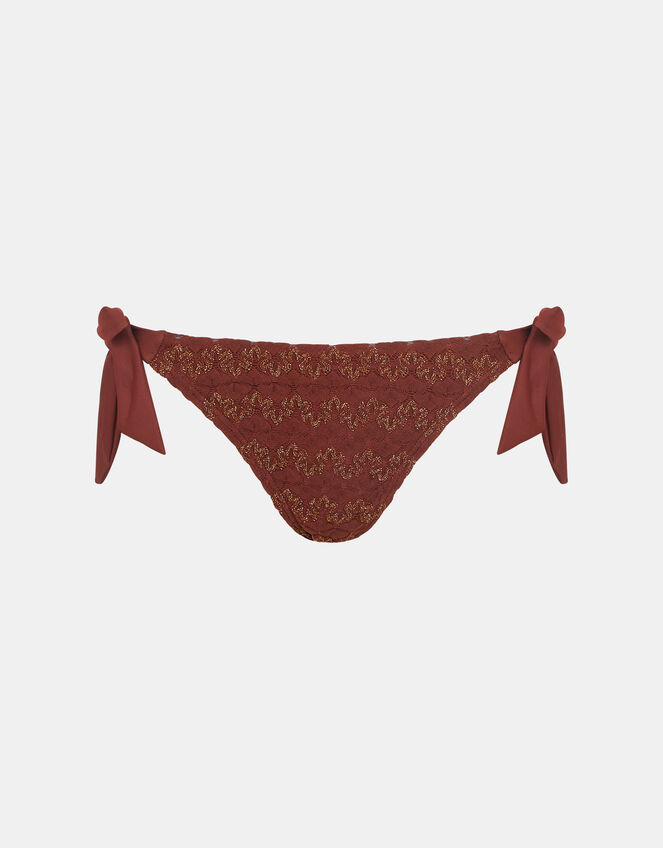 Crochet Tie Side Bikini Bottoms, Bronze (BRONZE), large
