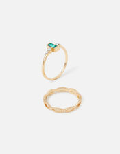 Crossover Vintage Stacking Rings Set of Two, Green (GREEN), large