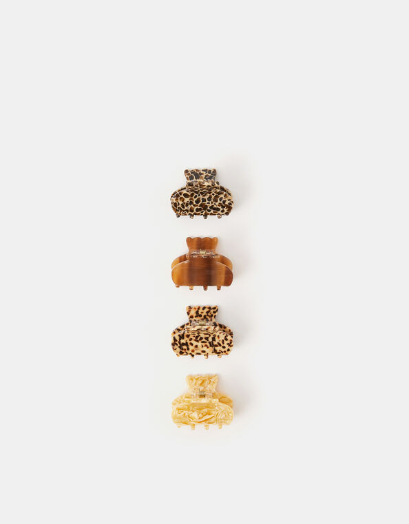 4-Pack Mini Animal Print Claw Clips, , large