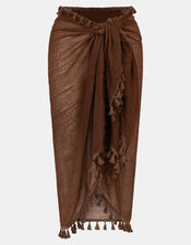 Tassel Trim Sarong, Green (KHAKI), large