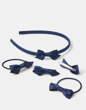 Girls Satin Bow School Hair Set, , large