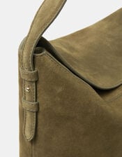 Fold Top Suede Shoulder Bag, , large