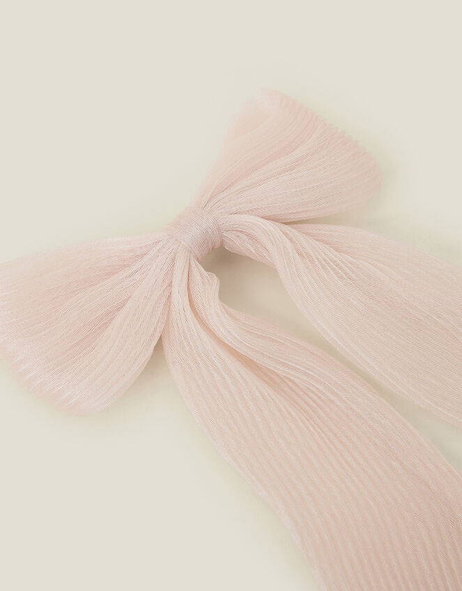 Plisse Bow Barrette Hair Clip, Pink (PINK), large