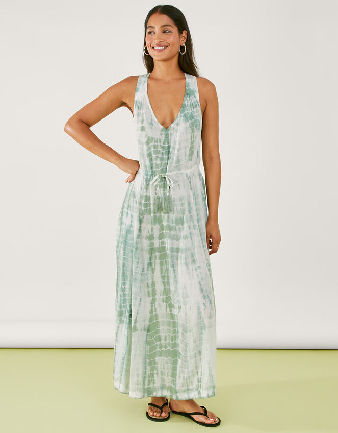 Cross Back Tie Dye Dress, Green (MINT), large