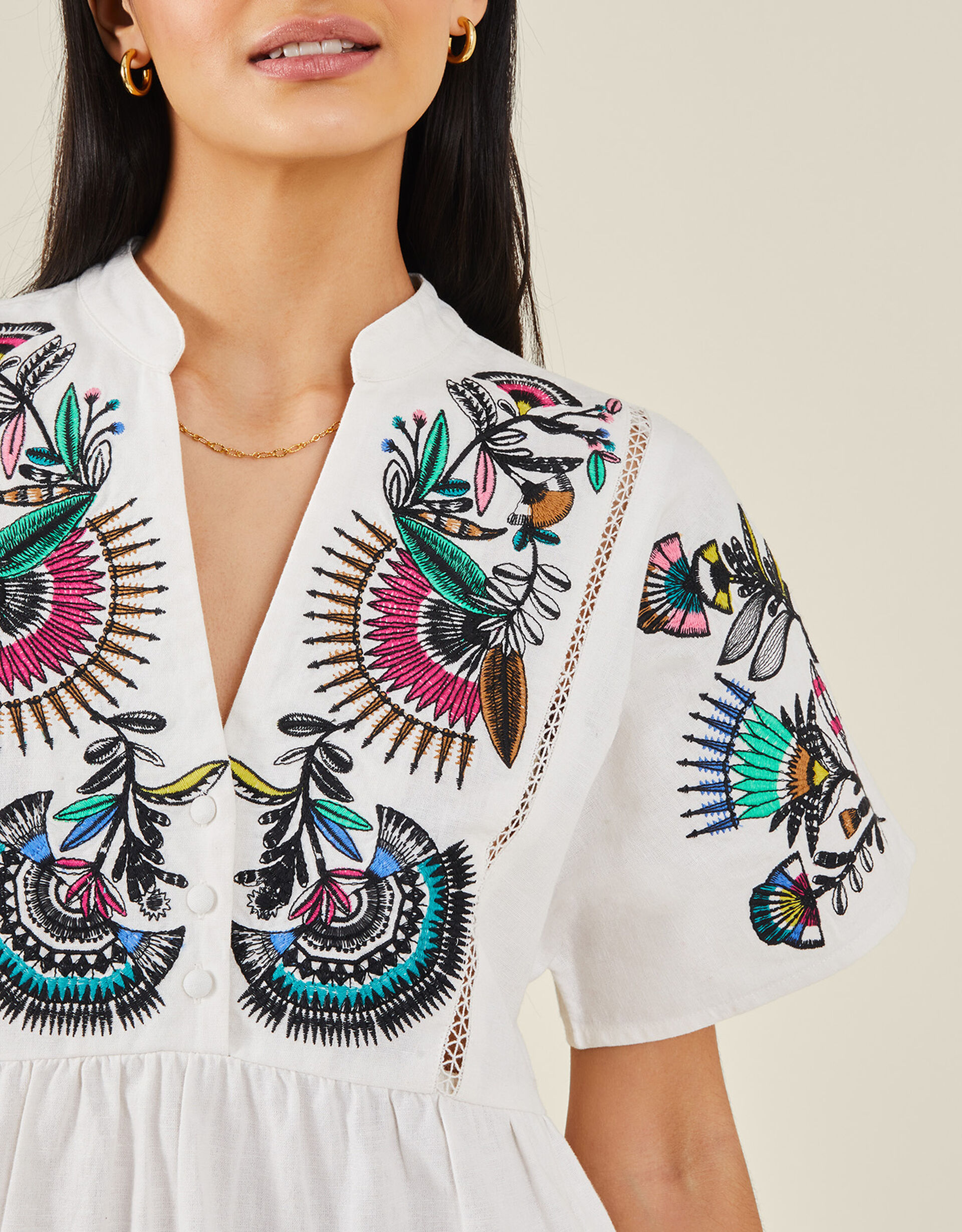 Fan Embroidered Cover Up Dress White Beach holiday dresses