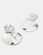 Textured Circle Drop Earrings, , large