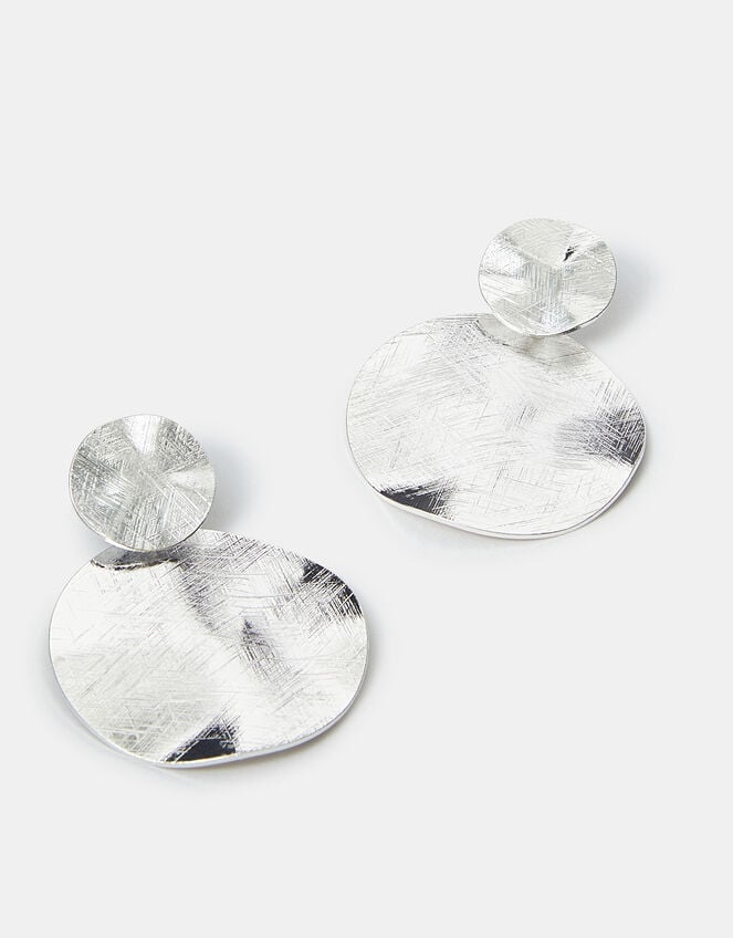 Textured Circle Drop Earrings, , large
