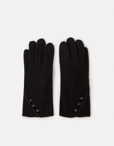 Plain Wool Gloves, Black (BLACK), large