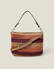 Stripe Raffia Cross-Body Bag, , large