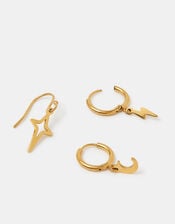 3-Pack Stainless Steel Celestial Hoop Earrings, , large