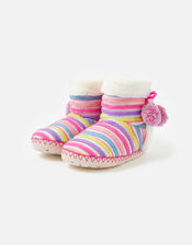 Stripe Knit Slipper Boots, Multi (BRIGHTS-MULTI), large